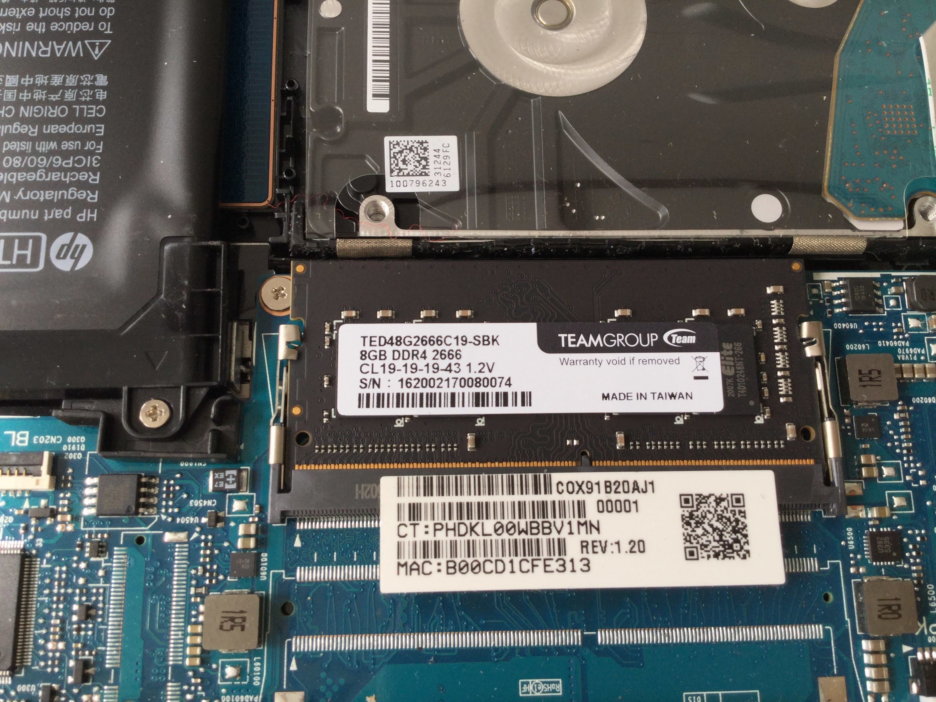 HP Notebook 14-cm0014auのメモリを4GBから8GBへアップグレード 